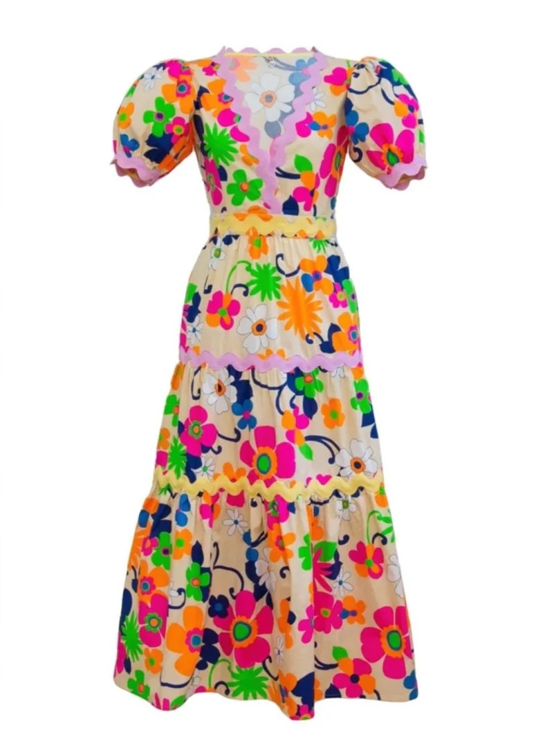 Celia B Floral Tiered Dixie Dress - Pink Multi